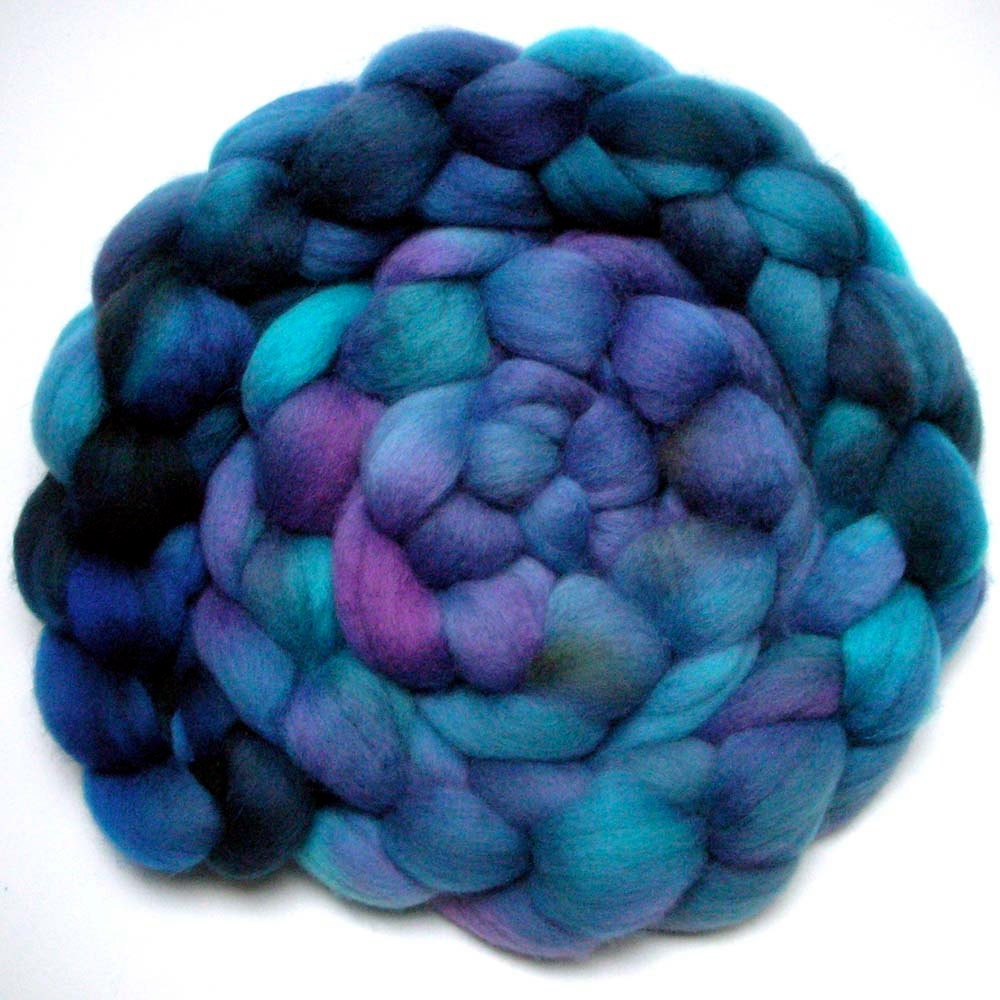 Roving Handdyed BFL - Frozen North, 6.2 oz.