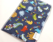 Medium Reusable Sandwich Bag- Food Baggie with pleated fold over closure - Monsters