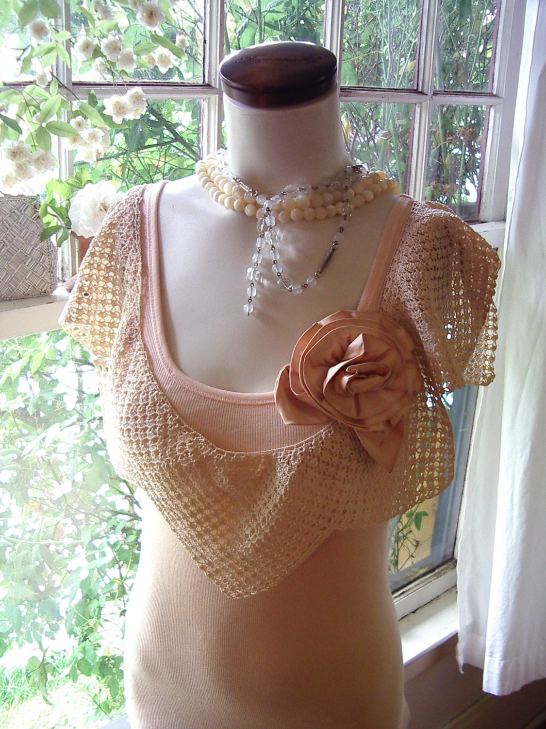 french flapper rosette boho lace top romantic summer shirt vintage inspired indie clothing