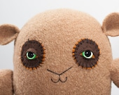 RESERVED cuddle muffin monster related to an ewok in recycled caramel tan merino wool