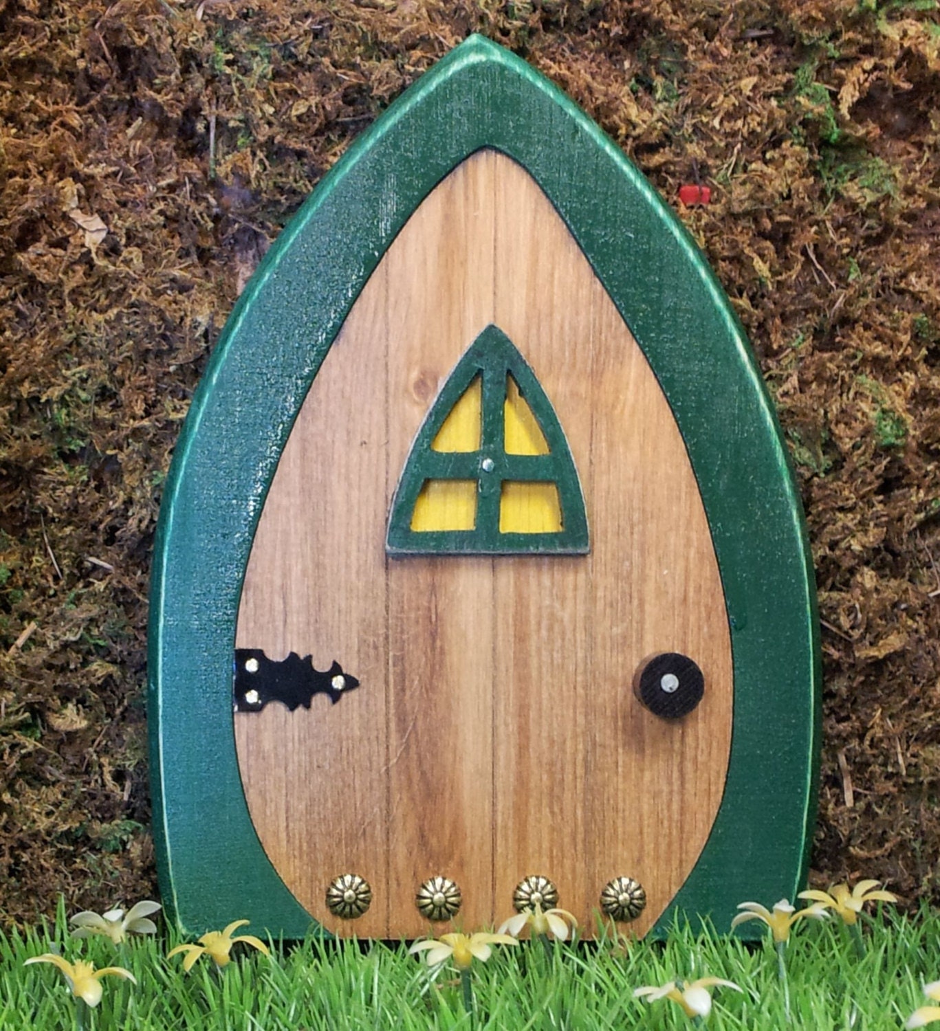 Faerie Doors, Fairy Doors, Gnome doors, Elf Doors, Hobbit Doors 9 inch with leafy green frame.