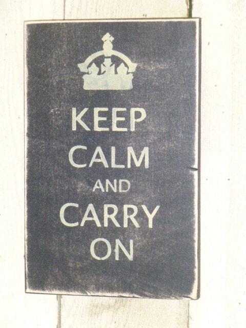 KEEP CALM and CARRY sign with crown / classic chic black with ivory lettering / Keep Calm wall sign / hand crafted sign