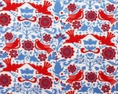 LA PALOMA Blue & Red on White Alexander Henry Folklorico Novelty Cotton Quilt Fabric - by the Yard