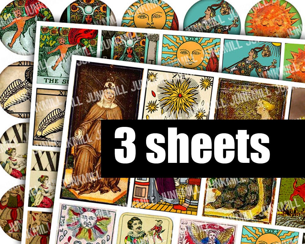 MEDIEVAL TAROT - Digital Printable Collage Sheets - Vintage Tarot Card Bundle, Renaissance Fortune Telling, Occult, Instant Download