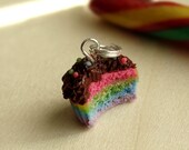 Polymer Clay Food Bitten Rainbow Cupcake Pendant