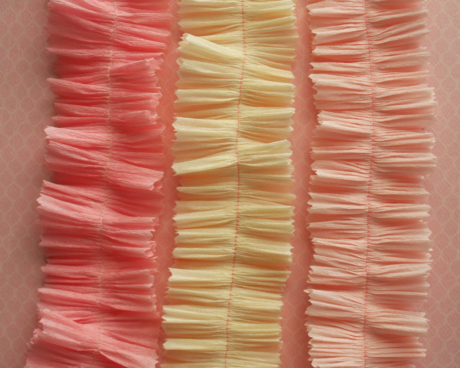Vintage Pink Valentine Crepe Paper Ruffle Sampler