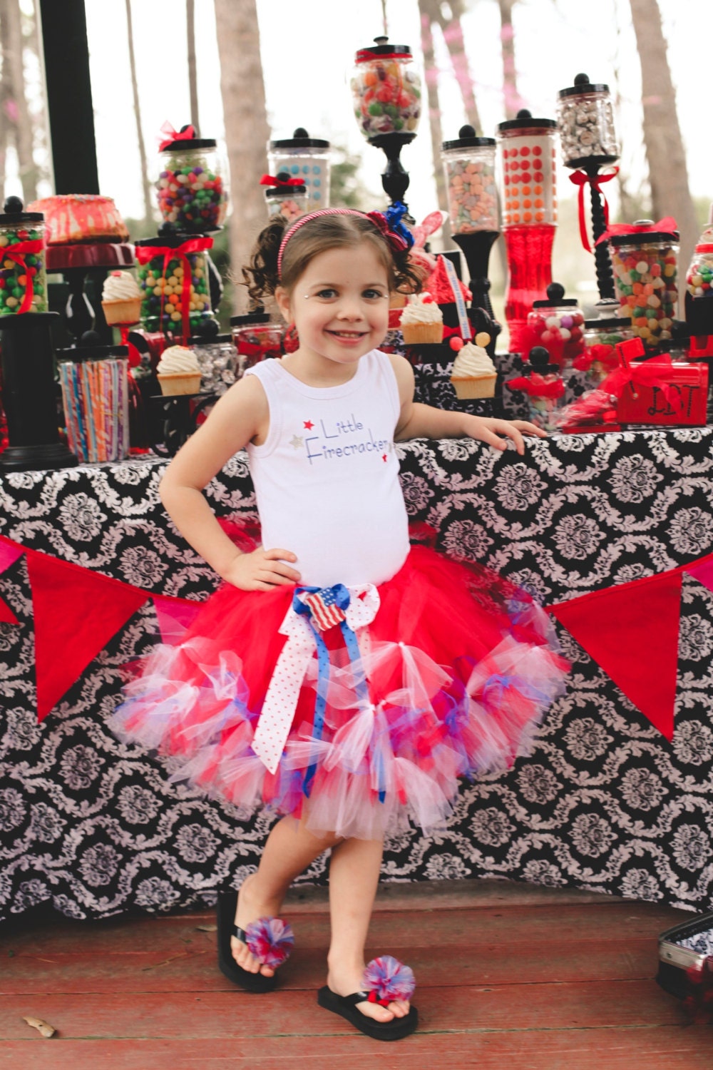 4th of July Tutu and Little Firecracker Tank set with USA Crown - Perfect for your 4th Picnic, Parade, Summer Ball, Photo Prop