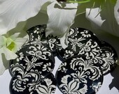 40% OFF sale pocket mirrors one dozen black damask print fabric covered pocket mirrors