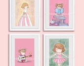 Nursery art prints, baby girl nursery decor, nursery print, girls room decor, kids wall art, blonde, SET 5x7 prints