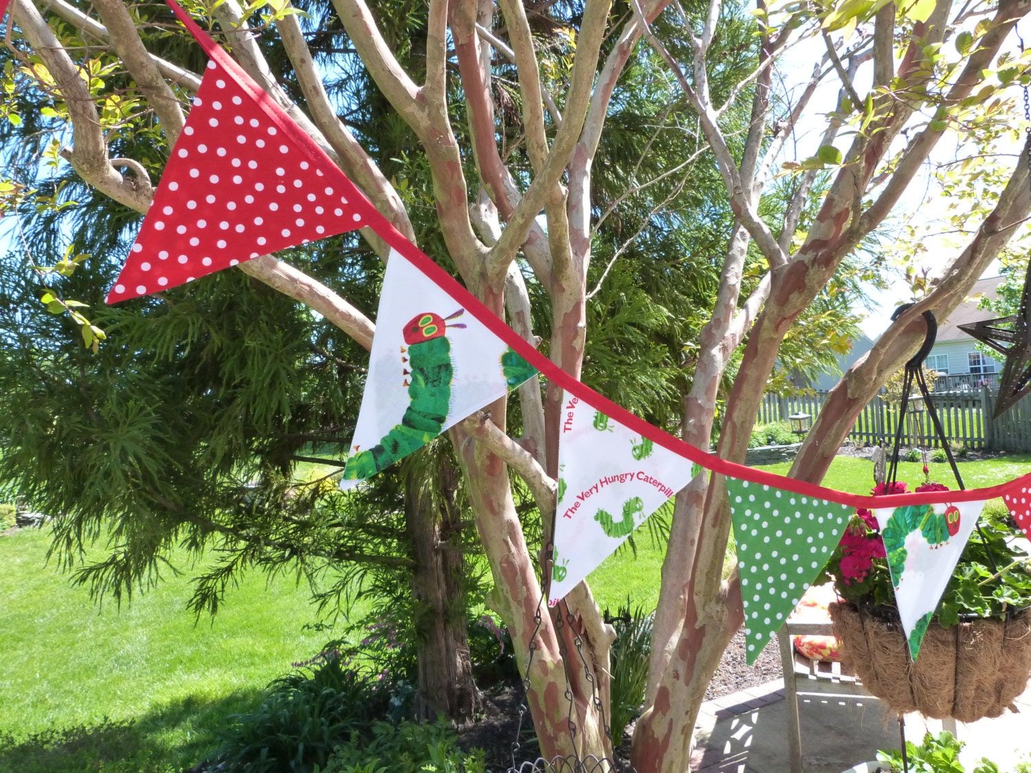 For Bri - The Very Hungry Caterpillar Party,  Birthday, Playroom, Classroon Decorating 10 Bunting Flags- 9 Feet