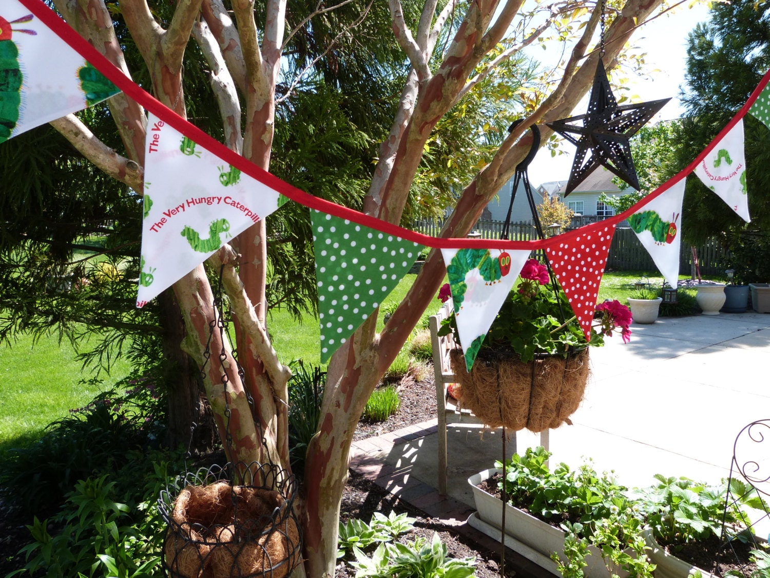 For Bri - The Very Hungry Caterpillar Party,  Birthday, Playroom, Classroon Decorating 10 Bunting Flags- 9 Feet