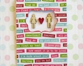 Paper Quilled Card, REDUCED price, Love Text Couple, READY to SHIP