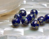 2pcs 12mm Gemstone Blue Lapis Inlay GLOBE beads