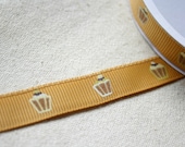 1.3cm wide grosgrain ribbon-yellow base with cupcake prints