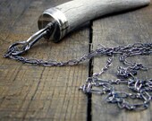 Natural Antler Tip Necklace - Rustic Oxidized Sterling Setting