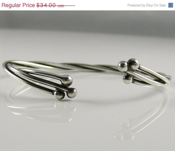 Vintage Sterling Silver Modernist Cuff Bracelet