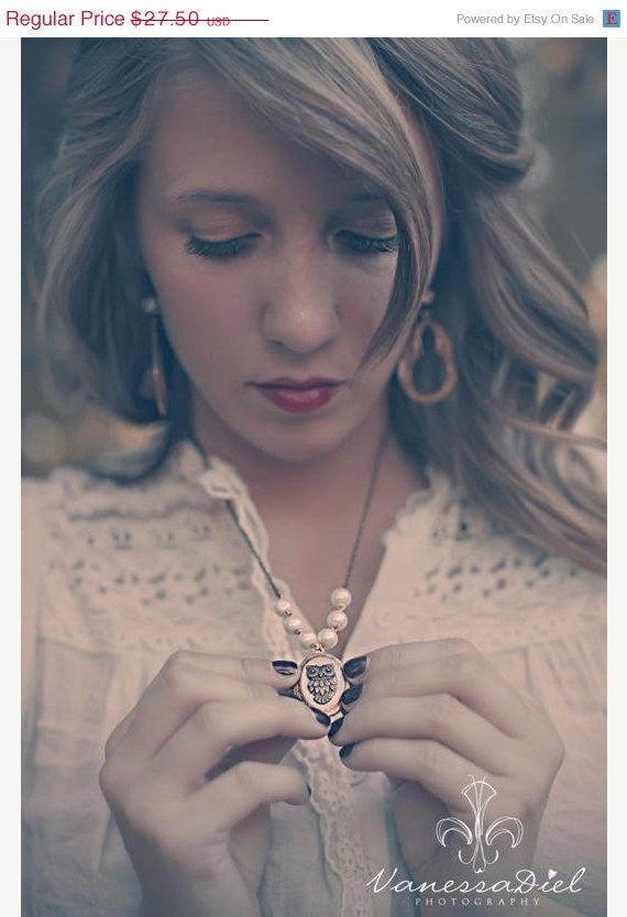 ON SALE The littlest owl in the forest. a sweet locket.