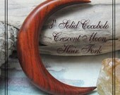 3 inch Solid Cocobolo Crescent Moonbeam Hair Fork