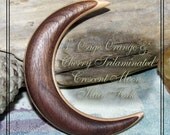 3 inch Beautiful Walnut and Maple Trilaminated Crescent Moonbeam Hair Fork