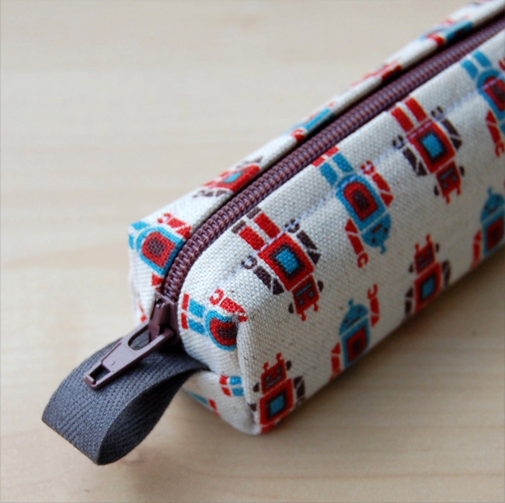 Blue Bots Bitty Bag (petite pencil or makeup case)