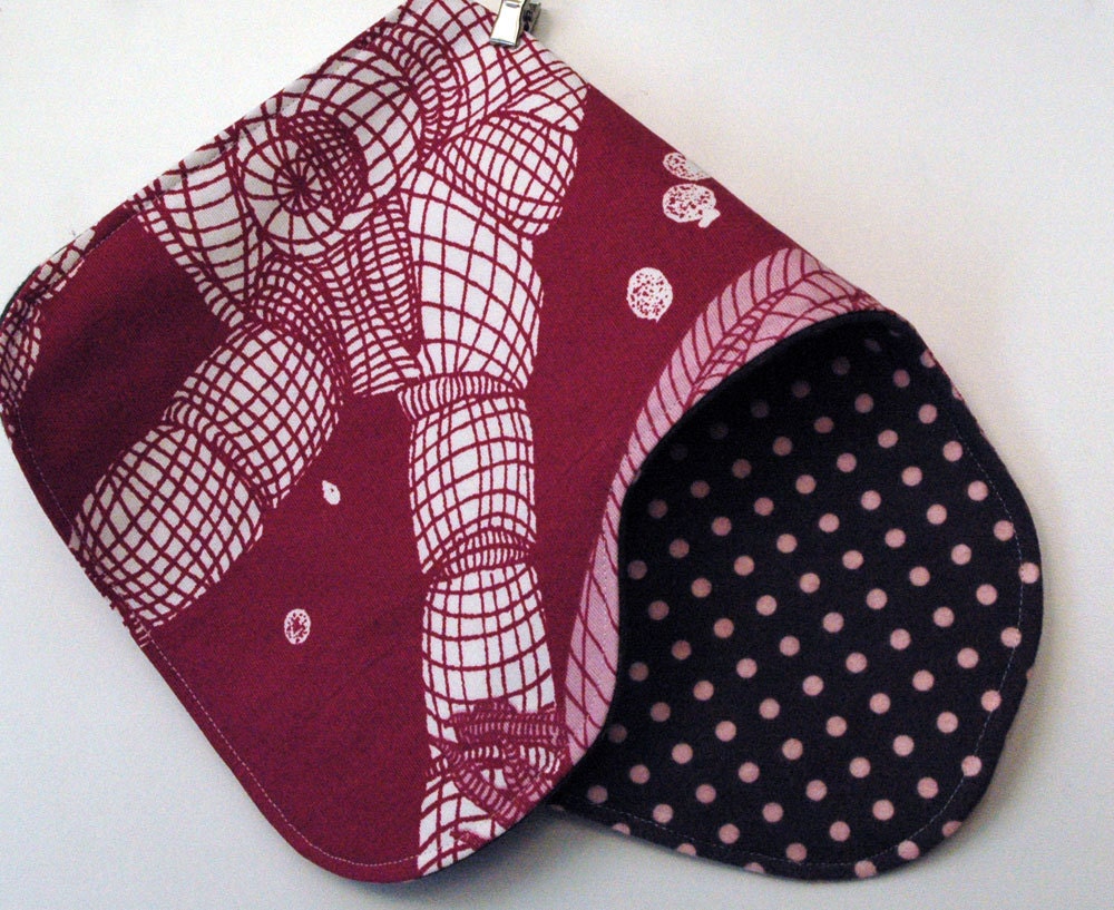 Baby Burp Cloth- Contoured to Fit Shoulder Three Layers Thick Best Burp Cloth- Abstract Magenta Hand Print