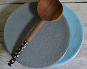 2 Breakfast Plates - Grey and Baby Blue- 2 small plates - Wobbly Plates Series