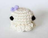 Little Cream Mini Tiny Amigurumi Crochet Octopus with Purple Lilac Bow