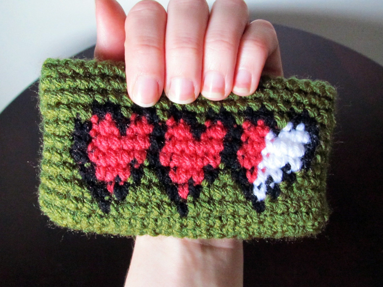 Kawaii crochet - Legend of Zelda heart containers / life meter - coin purse - mini wallet