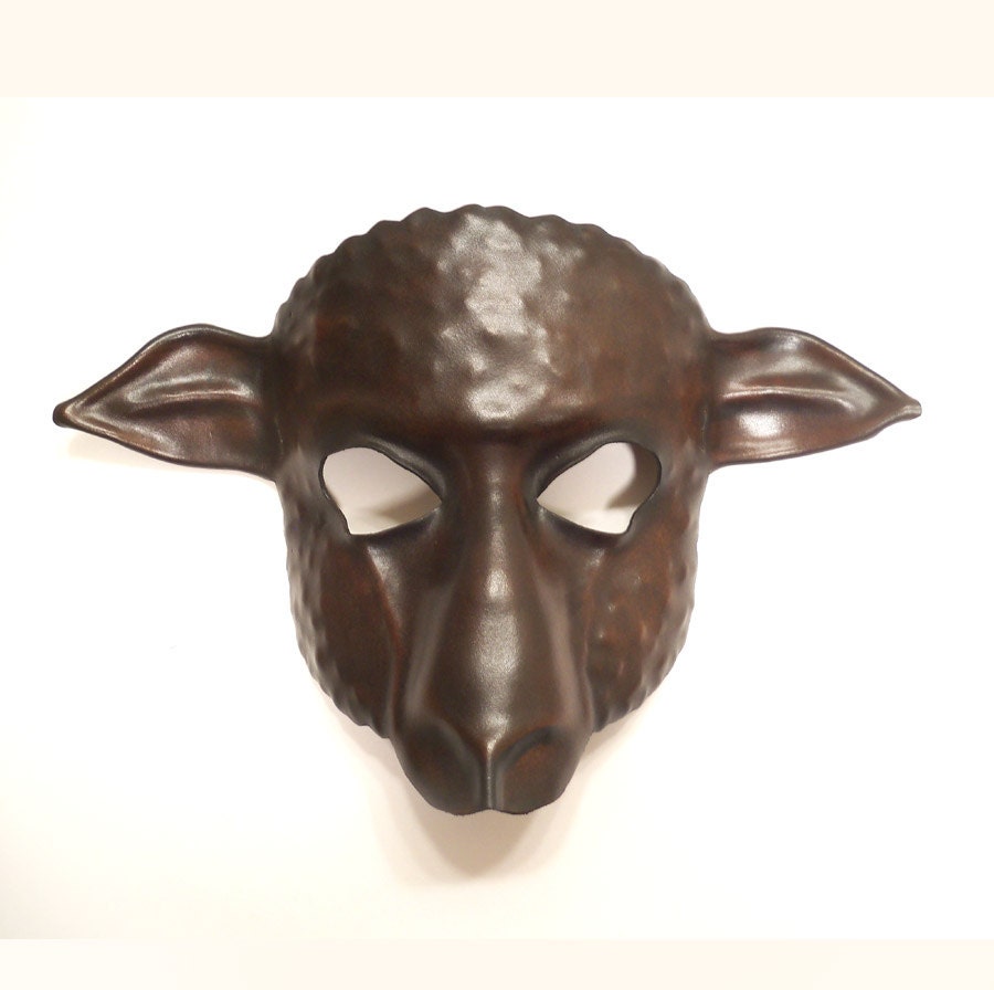 Sheep Leather Mask dark brown and black