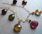 Watermelon Tourmaline Long Island Sunset  Necklace Number ONE Shirzay Collection