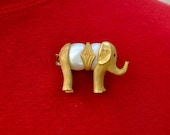 Gold Tone and Lucite Elephant Brooch