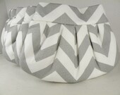 Bridesmaid Clutches--5 Pleated Clutches  Gray "Storm" and White CHEVRON ZIG ZAG --10%  Discount on Pack