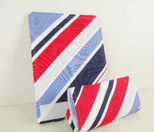 Luggage Handle Wrap-Suitcase Identifier SET of (2)  Red, White and Blue Diagonal Stripes