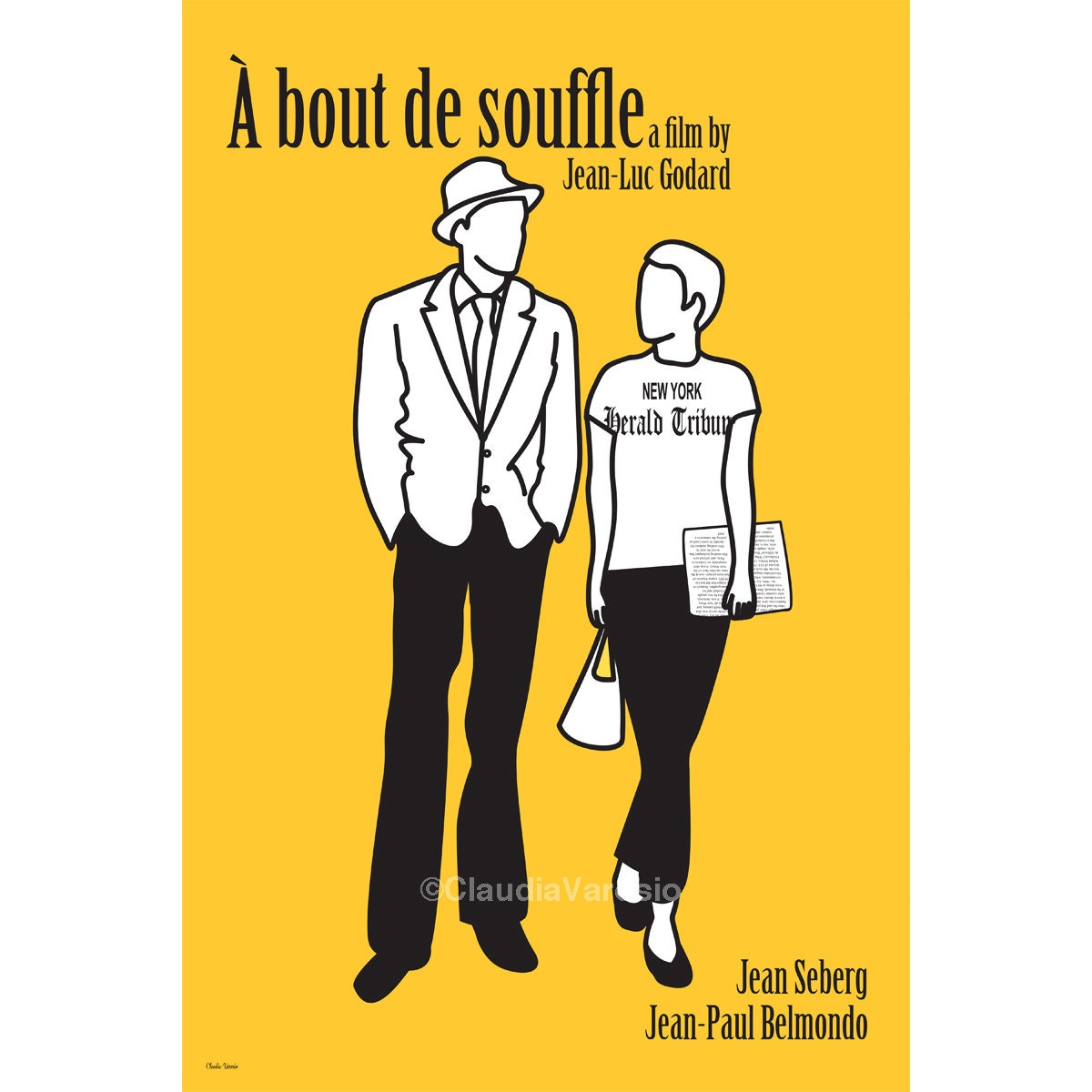 Film poster A bout de Souffle, or Breathless 12x18 inches print