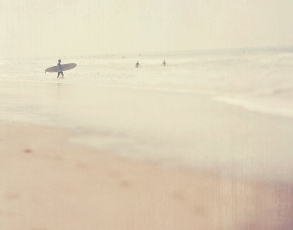beach cottage decor, surfer photography, surfer wall art, Step into Liquid, beach photo, pale cream, neutral, dreamy summer, California