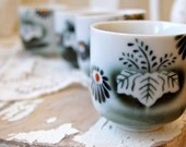 Vintage Hand-painted Japanese Tea Cups: Set of Four