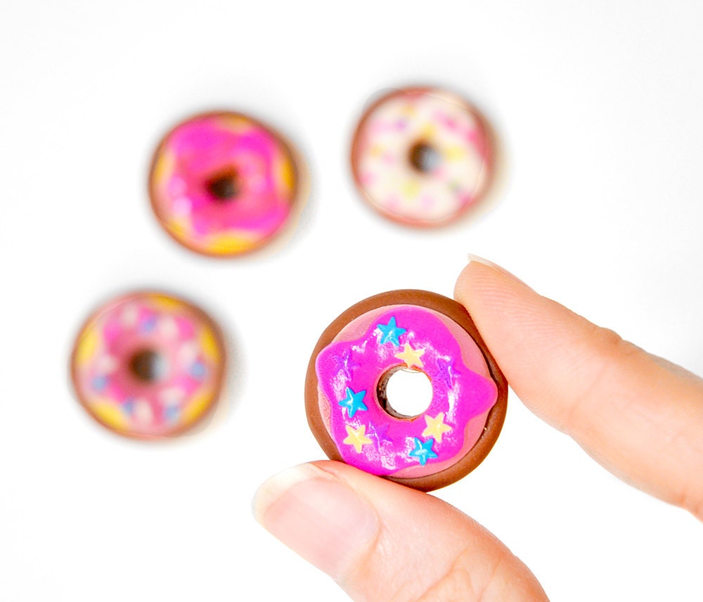 Donut Magnets Kitchen Decoration in Bright Pastel Pinks and Purples Summer Gift Ideas for the Office, Kids, School, or Home Decor