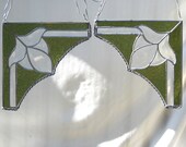 Stained Glass Cafe Curtains Lace Window Curtains or Room Dividers with bevels PAIR