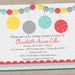 Gender Neutral Printable Baby Shower Invitation Blue Red Yellow Gray Pom Poms