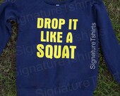 Drop It Like a Squat Womens Slouchy Wideneck Sweatshirt  Triblend Sponge Fleece fitness gym Off the shoulder