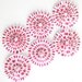 Set of Magenta Pink and White Dot 4" Paper Cardstock Fans