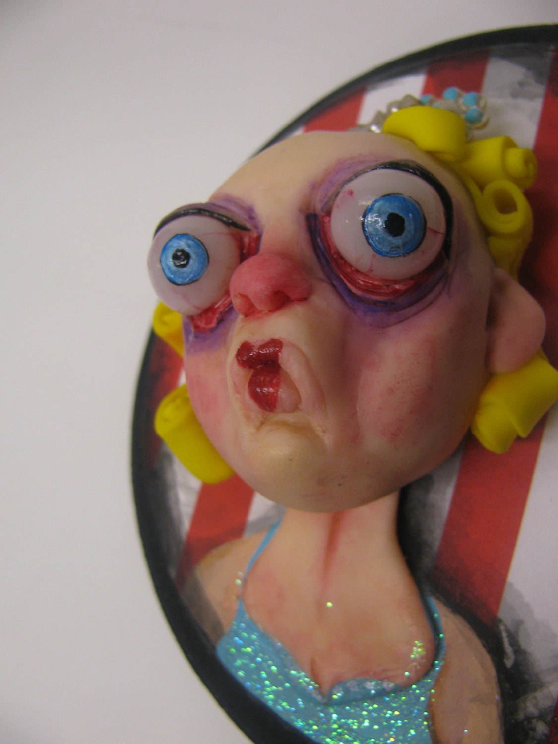 RESERVED Lowbrow one of a kind wall hanging by mealy monster land circus sideshow girl