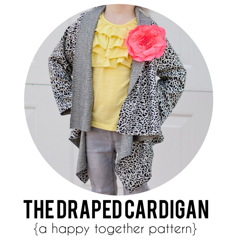 The Draped Cardigan Pattern PDF in Girls Sizes 18 months - 14