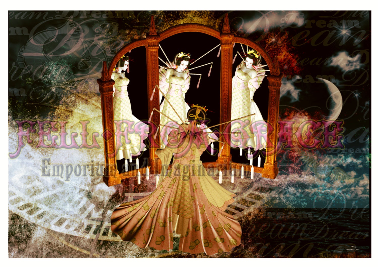 A3 print on quality canvas texture paper - the mirror v2- signed, and with UV protective varnish
