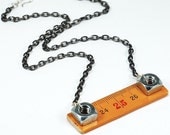 Found Object Jewelry- Upcycled Folding Ruler Gunmetal Hardware Necklace