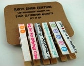 Sweet Selvage Fabric Fancy Clothespins Magnets Set of 6