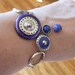 SALE - Steampunk bracelet, Abstract bracelet, blue and purple circle bracelet , bohemian jewelry
