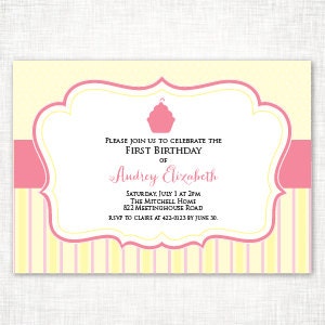 Pink Cupcake Printable Birthday Invitation Il_570xn