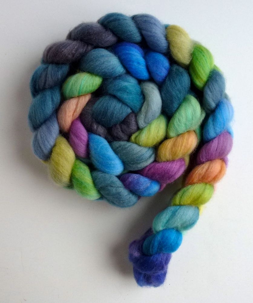 Polwarth/Silk Roving - Hand Painted Spinning or Felting Fiber, Spring Flowers