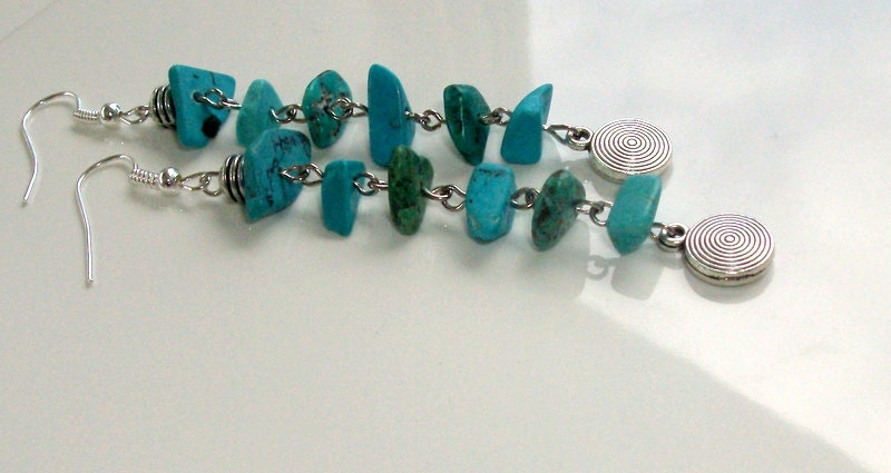 Native Trinkets Turquoise & Silver Earrings - Tribal Jewelry - Bohemian Jewelry - stoneandbone